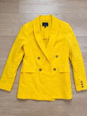 Banana Republic Vibrant Yellow Double-Breasted Linen Blazer